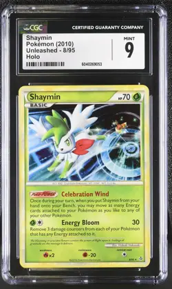 CGC 9 MINT Shaymin 2010 Unleashed 8/95 Holo Pokemon Card - Image 1