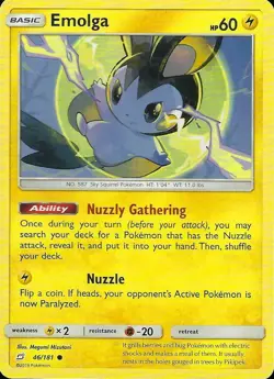 POKEMON CARD EMOLGA 46/181 NO 587 SKY SQUIRREL POKEMON TCG CCG - Image 1
