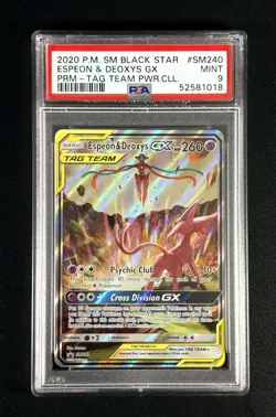 Espeon & Deoxys GX #SM240 - 2020 Pokemon Sun Moon Tag Team Powers Promo PSA 9 - Image 1