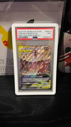 2020 POKEMON SM BLACK STAR PROMO TAG TEAM POWERS COLL ESPEON & DEOXYS GX PSA 9 - Image 1
