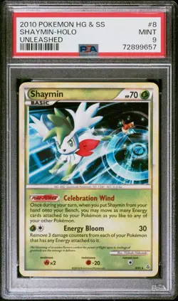 2010 POKEMON HEARTGOLD & SOULSILVER UNLEASHED #8 SHAYMIN-HOLO PSA 9 - Image 1