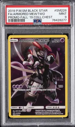 2019 POKEMON SM BLACK STAR PROMO #SM228 FULL ART/ARMORED MEWTWO PSA 9 - Image 1
