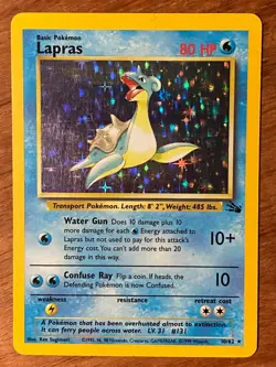Lapras Fossil Pokemon TCG 10/62 Holo 1999 WOTC Vintage Collectible Classic - Image 1
