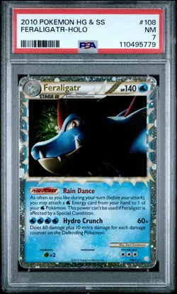 2010 POKEMON HEARTGOLD FERALIGATR PRIME #108 ULTRA RARE PSA 7 NM #110495779 - Image 1