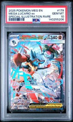 2025 POKEMON MEG EN-MEGA EVOLUTION #179 MEGA LUCARIO EX PSA 10 - Image 1