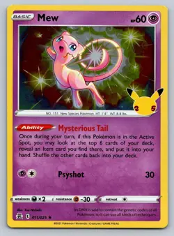 Mew 011/025 Holo Rare Celebrations Pokemon Near Mint - Image 1