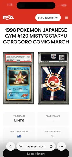 1998 Pokemon Misty’s Staryu Glossy Japanese Corocoro Comics Promo PSA 9 - Image 3