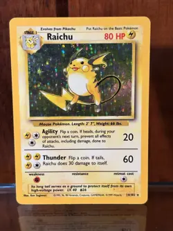 Raichu 1999 Base Holographic 014/102 Base Set Holo Pokemon - Image 1