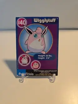 Burger King Pokemon PokeTrivia Non-Perforated Wigglytuff #40 (DMG) - Image 1