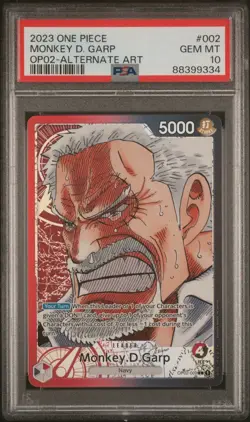 One Piece Paramount War Monkey D Garp OP02-002 Leader Alt Art PRE ERRATA PSA 10 - Image 1