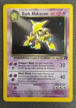 Pokemon Dark Alakazam TCG Team Rocket Card 1/82 Holo Unlimited Rare LP Condition - Image 1