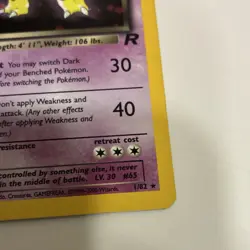 Pokemon TCG Dark Alakazam Team Rocket Holo Rare 1/82 Wizards 2000 Unlimited READ - Image 3