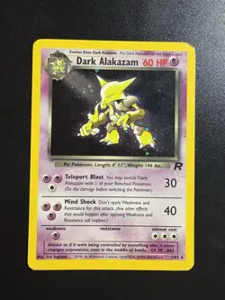 Pokemon Dark Alakazam TCG Team Rocket Holo Rare Card 1/82 Unlimited Damaged - Image 1