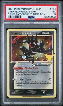 2021 POKEMON SWSH BLACK STAR PROMO #144 GRENINJA-GOLD STAR PSA 5 - Image 1