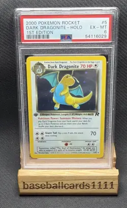 Pokemon Dark Dragonite Team Rocket 1st Edition Holo Rare #5 PSA 6 P2 - Image 1