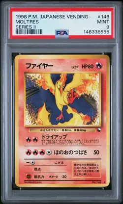 1998 POKEMON JAPANESE VENDING SERIES II #146 MOLTRES PSA 9 - Image 1