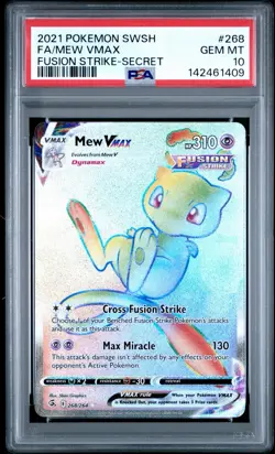Mew Vmax 268/264 Pokemon Fusion Strike Rainbow Holo PSA 10 - Image 1