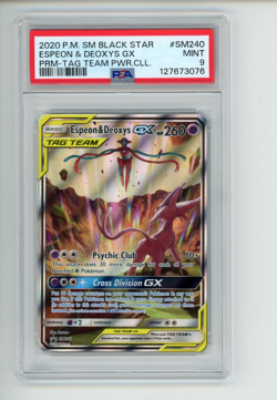 2020 Pokemon Tag Team Powers Espeon & Deoxys GX SM240 Black Star Promo PSA 9 - Image 1