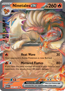 NINETALES EX 038/165 DOUBLE RARE 151 POKEMON NEAR MINT - Image 1