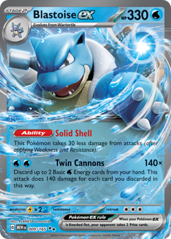 BLASTOISE EX 009/165 DOUBLE RARE 151 POKEMON NEAR MINT - Image 1