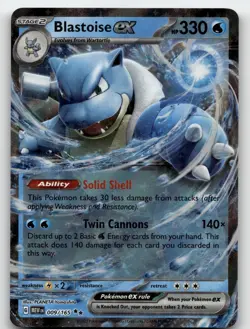 BLASTOISE EX 009/165 DOUBLE RARE 151 POKEMON NEAR MINT - Image 2