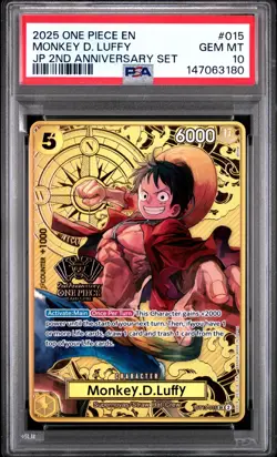 2025 ONE PIECE ST13-015 JAPANESE 2ND ANNIVERSARY SET MONKEY D LUFFY ENG PSA 10 - Image 1