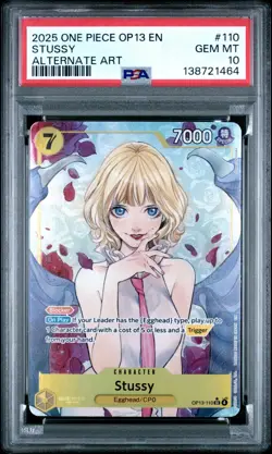 2025 ONE PIECE OP13 110 CARRYING ON HIS WILL STUSSY ALT ART PSA 10 GEM MINT - Image 1