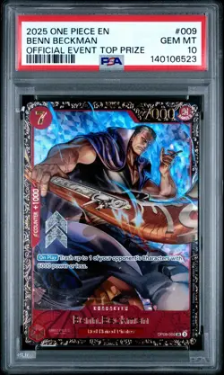 2025 ONE PIECE PROMOS OFFICIAL EVENT TOP PRIZE #009 BENN BECKMAN PSA 10 - Image 1