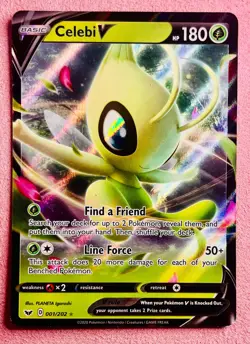 Celebi V 001/202 | Sword & Shield Base Set | 2020 Pokemon TCG Card | NM - Image 1