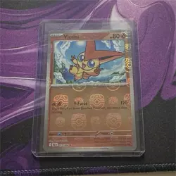 Pokemon TCG Victini Sv: Black Bolt 012/086 Holo Rare Master Ball Pattern Card - Image 1