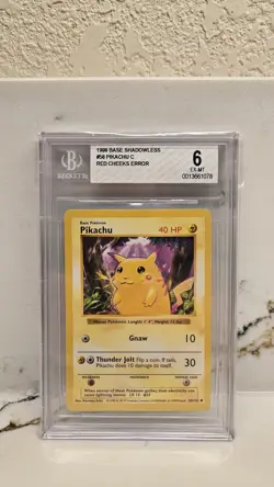 Pokemon TCG Pikachu Red Cheeks Base Set Shadowless Card 58/102 - BGS 6 Mint - Image 1