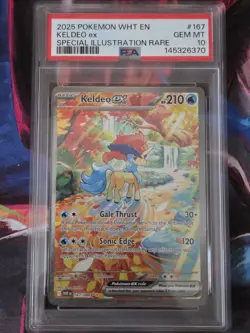 Keldeo ex 167/086 PSA 10 Special Illustration Rare 2025 Pokemon White Flare - Image 1