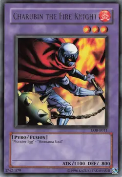 Yugioh Charubin the Fire Knight LOB-E011 Rare NM - Image 1
