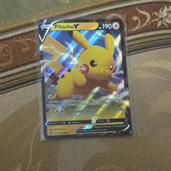 Pokemon TCG Pikachu v SWSH061 Full Art Holo Card Sword and Shield Promo - Image 1