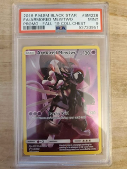 Pokemon PSA 9 Armored Mewtwo SM228 Promo Holo Full Art! Grail Card Rare - Image 1