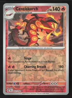 Centiskorch 037/162 Uncommon Temporal Forces Pokemon Reverse Holo Near Mint - Image 1