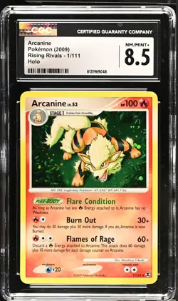 CGC 8.5 NM/MINT+ Arcanine 1/111 Holo Rising Rivals Pokemon Card - Image 1