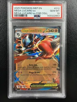 2025 Pokemon Mega Evolutions Mega Lucario #012 PSA 10 - Image 1