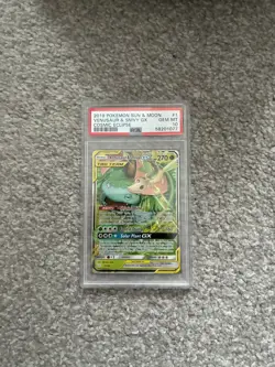 Pokemon TCG Holo Ultra Rare Venusaur & Snivy GX 1/236 Cosmic Eclipse PSA 10 - Image 1