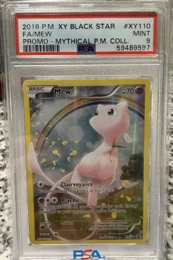 2016 POKEMON XY BLACK STAR FULL ART/MEW PROMO MYTHICAL POKEMON COLL #XY110 PSA 9 - Image 1