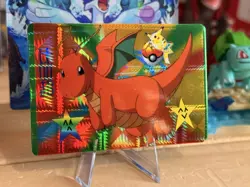 1998 Vintage Pokemon Prism Sticker - Dragonite, Pikachu Stamped - Diamond Holo - Image 2