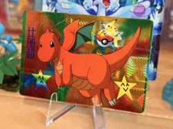 1998 Vintage Pokemon Prism Sticker - Dragonite, Pikachu Stamped - Diamond Holo - Image 3