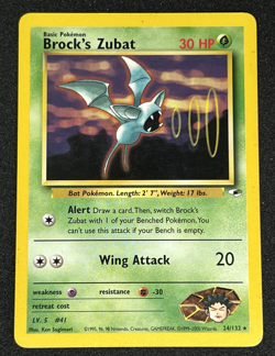 Brock's Zubat 24/132 WOTC Gym Heroes - Non-Holo Rare Pokemon Card LP - Image 1