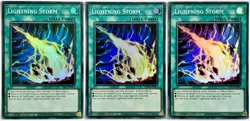 3 x RA01-EN061 Lightning Storm - Super Rare 1st Edition Near Mint YuGiOh Cards - Image 1