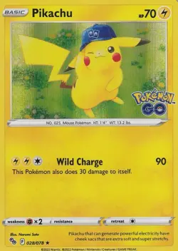 POKEMON CARD PIKACHU 028/078 RARE HOLO SHINY FOIL TCG GO SET - Image 1