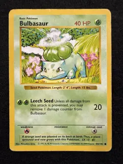 Pokemon Bulbasaur 44/102 from Base Set Shadowless in DMG condition! - Image 1