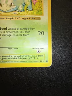 Pokemon Bulbasaur 44/102 from Base Set Shadowless in DMG condition! - Image 5