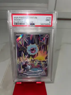 2025 POKEMON WHT EN-WHITE FLARE ILLUSTRATION RARE #119 WOOBAT PSA 9 - Image 1