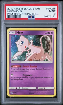 Mew Holo SM215/68 Hidden Fates Pin Collection Sm Black Star Promo Pokemon PSA 9 - Image 1