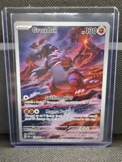 Pokemon TCG Groudon Illustration Rare Holo 199/182 SV04 Paradox Rift HP 130 - Image 1